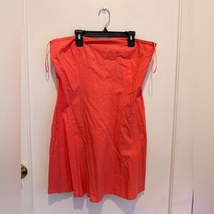 ASOS Deep Pink/Coral Linen Bandeau Coral Mini Dress